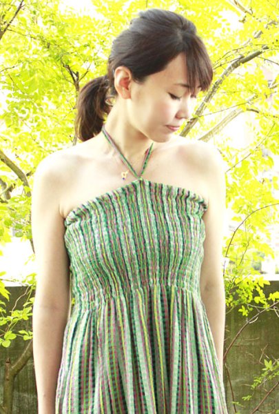 画像2: メキシカン手織生地ワンピース　 (2)