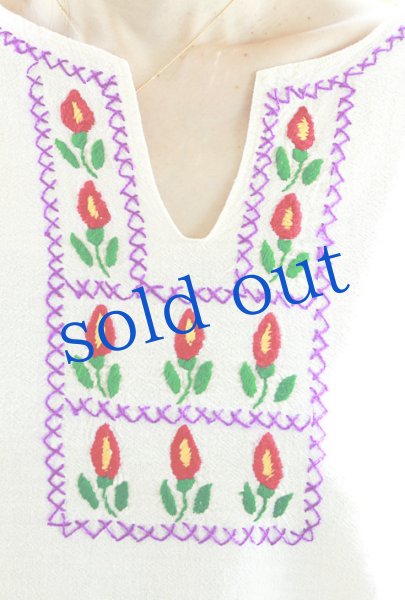 画像2: メキシコ刺繍５分袖ブラウス (2)