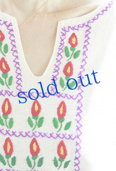 画像4: メキシコ刺繍５分袖ブラウス (4)