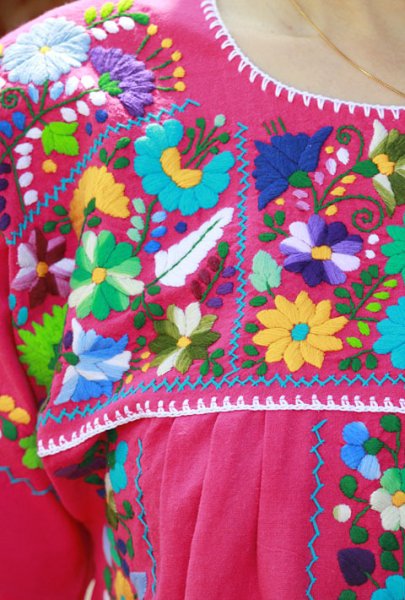 画像2: マンタ生地のメキシカンチュニックワンピース  (2)