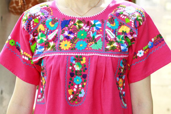 画像5: マンタ生地のメキシカンチュニックワンピース  (5)