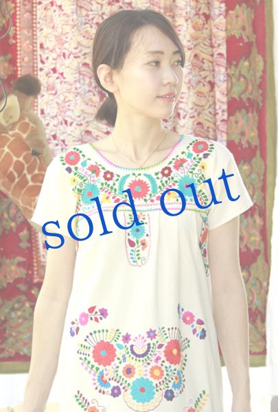 画像1: マンタ生地のメキシカンワンピース　 (1)