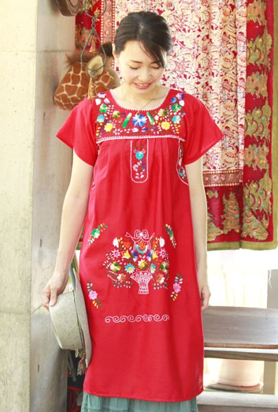 画像1: プエブラ定番メキシカンワンピース (1)