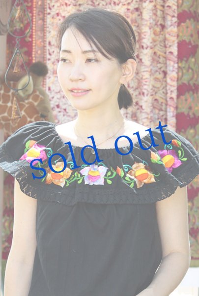 画像3: メキシコ刺繍オフショルダートップス (3)