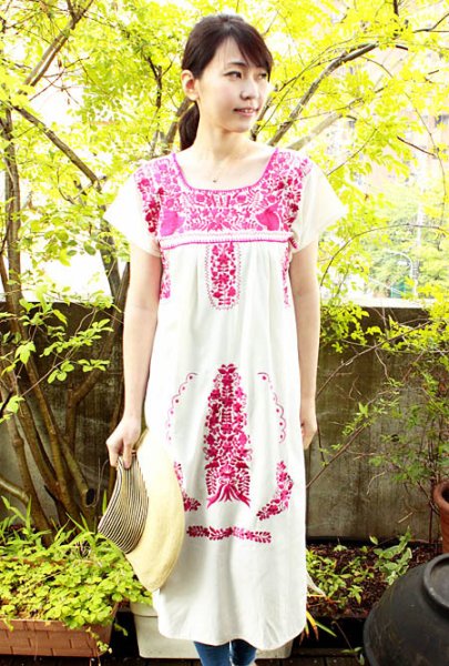 画像3: マンタ生地のメキシカンワンピース  (3)