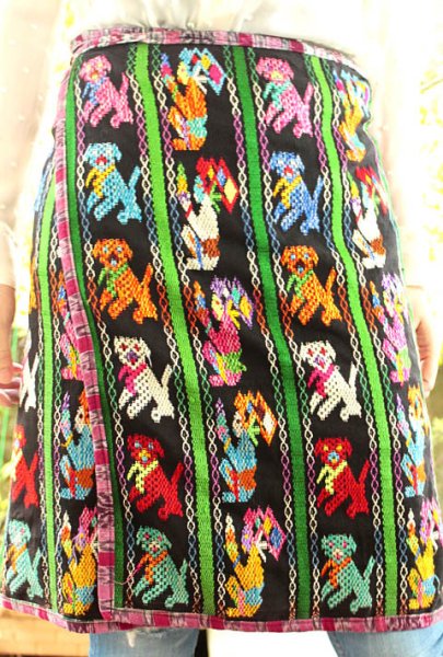 画像3: グアテマラ織生地の巻きスカートエプロン (3)