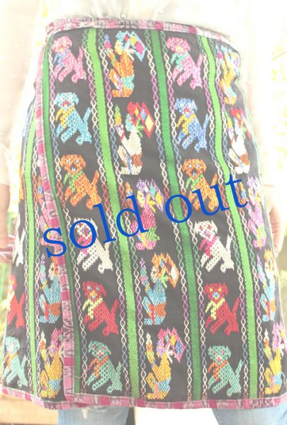 画像3: グアテマラ織生地の巻きスカートエプロン (3)