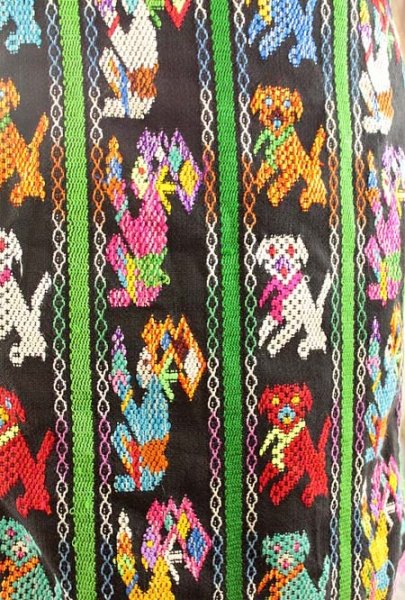 画像1: グアテマラ織生地の巻きスカートエプロン (1)