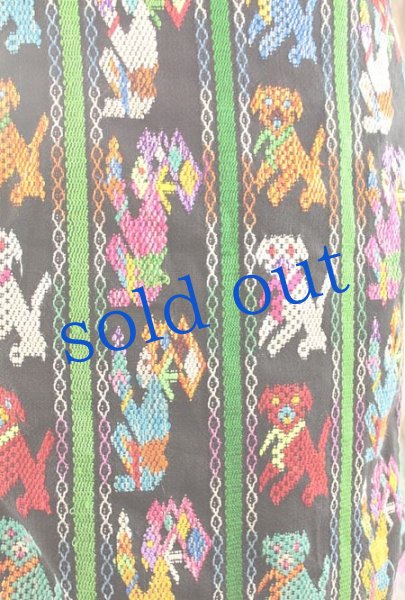 画像1: グアテマラ織生地の巻きスカートエプロン (1)