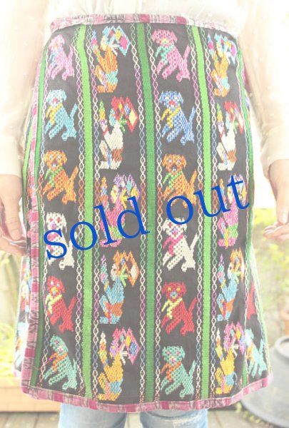 画像2: グアテマラ織生地の巻きスカートエプロン (2)