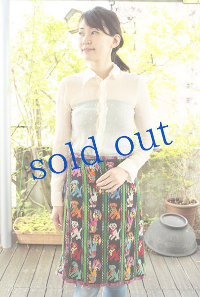 画像4: グアテマラ織生地の巻きスカートエプロン (4)