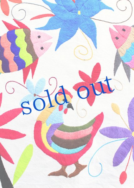 画像4: オトミの刺繍布大サイズ鳥蝶魚 (4)