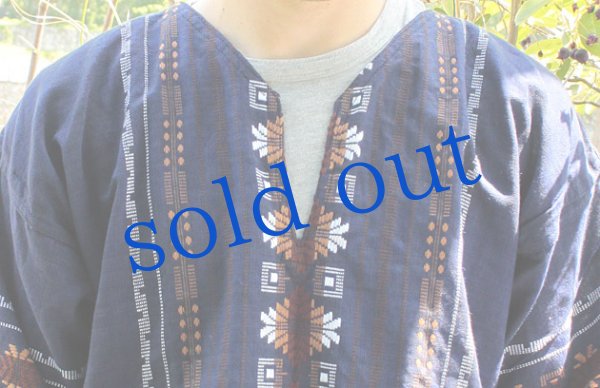 画像4: メンズグアテマラの織生地トップス (4)