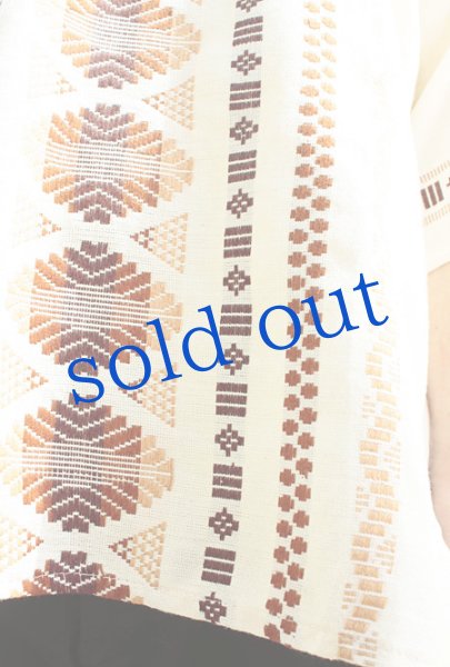 画像4: メンズグアテマラの織生地トップス (4)