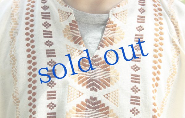 画像5: メンズグアテマラの織生地トップス (5)