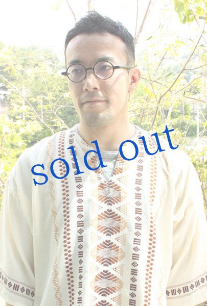 画像3: メンズグアテマラの織生地トップス (3)