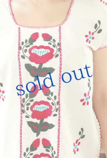 画像2: メキシコ刺繍ウィピルtop (2)