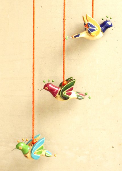 画像3: コロンビア陶器の小鳥モビール (3)