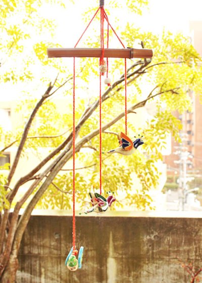 画像1: コロンビア陶器の小鳥モビール