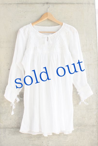 画像2: メキシコ刺繍長そでロングブラウス「チアパス」 (2)