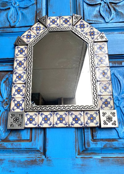 画像1: タラベラ焼タイルの鏡　