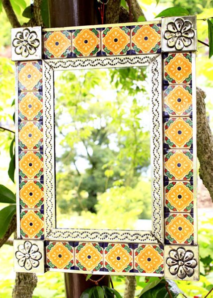 画像1: タラベラ焼タイルの鏡訳あり値下げ (1)