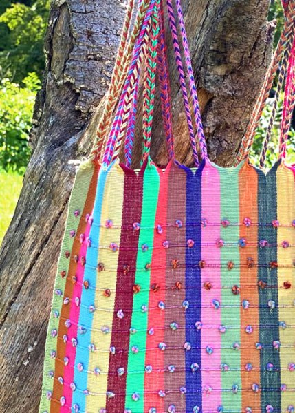 画像2: メキシコチアパス手織り生地のハンモックバッグ　 (2)