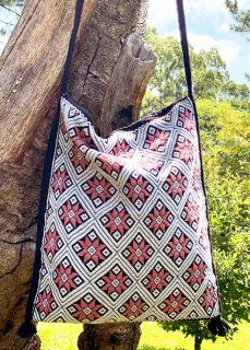 メキシコハンモックバッグ グレー ストライプ