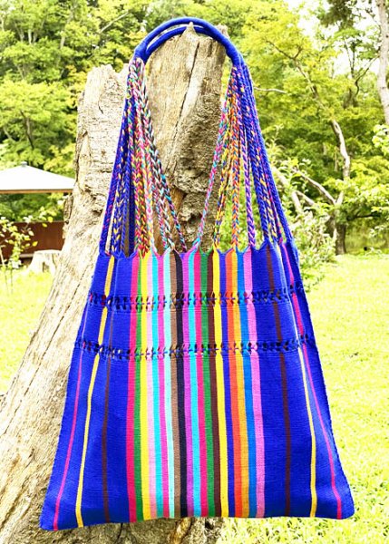 画像1: メキシコチアパス手織り生地のハンモックバッグ (1)