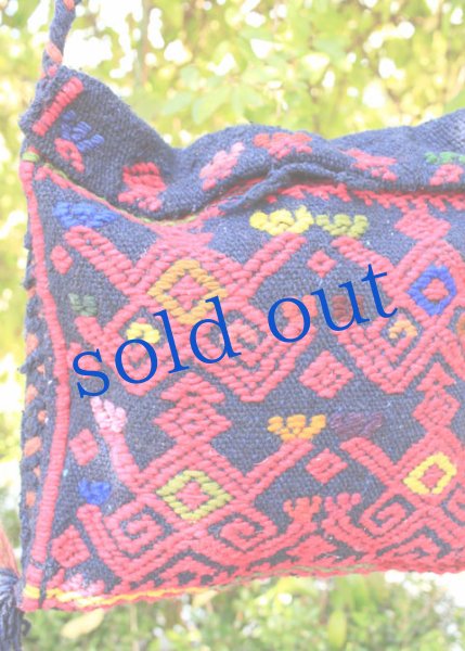 画像2: 手つむぎ・手織りウールの刺繍ポシェット   (2)