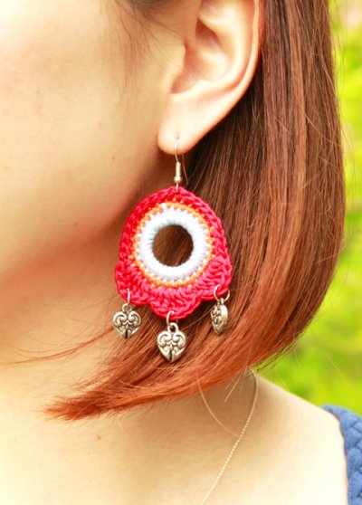 画像1: 手編みクロシェのピアス