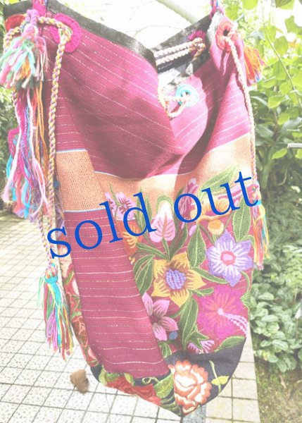 画像4: グアテマラ刺繍のチアパスバケツバッグ 　 (4)