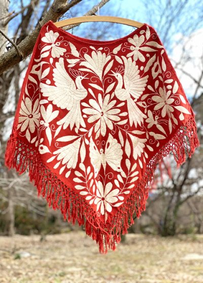 画像1: オトミ族手刺繍ポンチョ