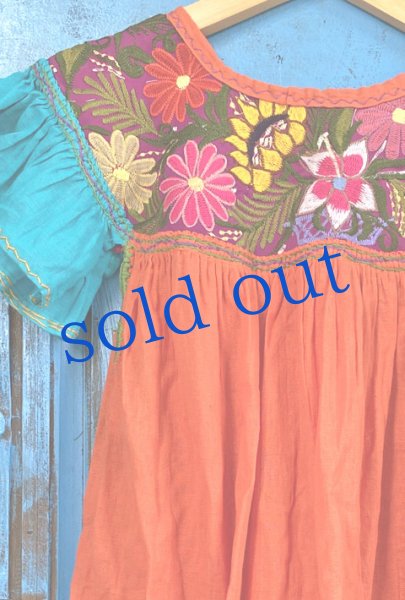 画像2: メキシコ刺繍のワンピース　 (2)