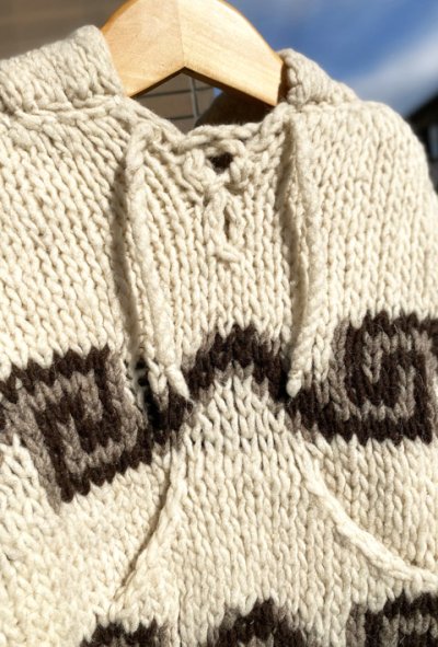 画像2: メキシコ手紬毛糸のフードニット