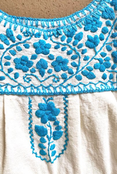 画像2: メキシコ刺繍のノースリーブワンピース (2)