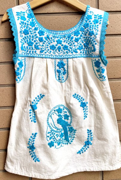 画像1: メキシコ刺繍のノースリーブワンピース (1)