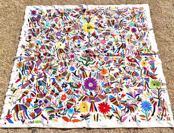 画像5: オトミの刺繍特大布マルチカバー (5)