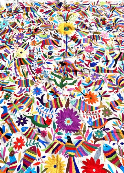 画像1: オトミの刺繍特大布マルチカバー (1)