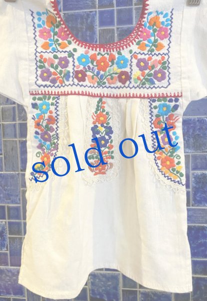 画像2: メキシコ刺繍のワンピース　 (2)