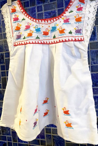 画像1: メキシコ刺繍のワンピース　 (1)