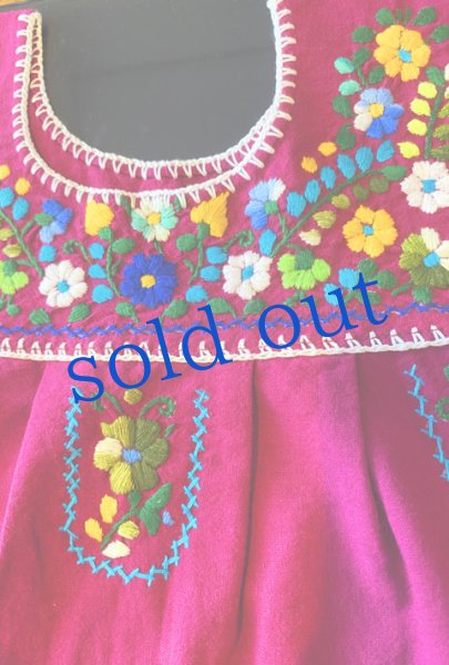 画像2: メキシコ刺繍のワンピース(キッズ) (2)