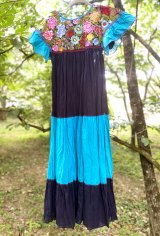 ♥70sVintage✽お花刺繍メキシコ刺繍ポンチョメキシコポンチョ♥