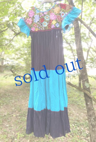 画像1: メキシコ刺繍のワンピースドレス (1)