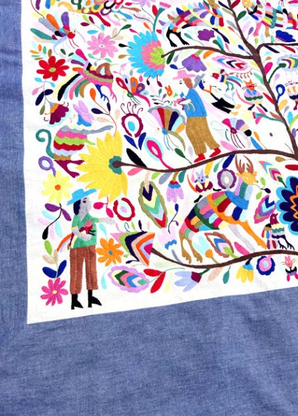 画像3: オトミの刺繍布大サイズダンガリー縁 (3)