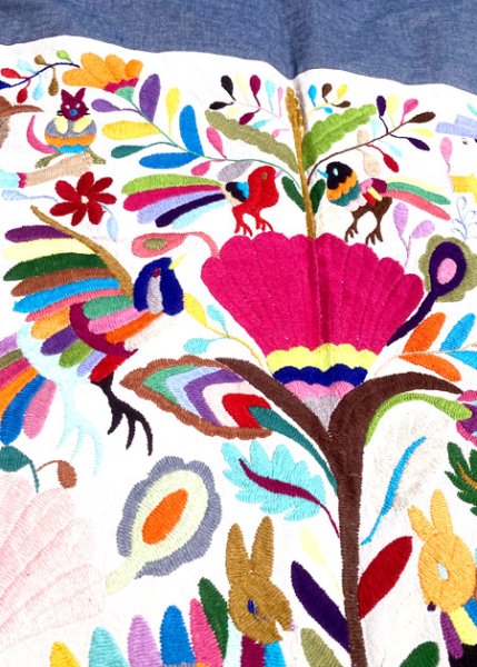 画像5: オトミの刺繍布大サイズダンガリー縁 (5)