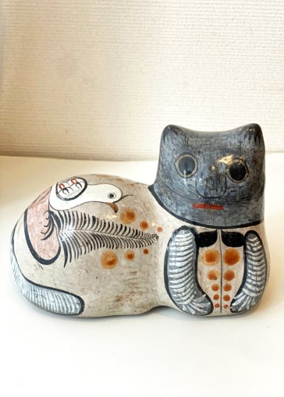 画像1: ビンテージトナラ焼　猫