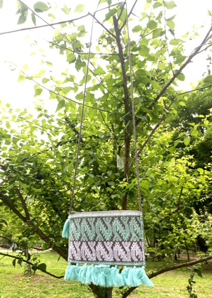 画像3: メキシコチアパス手織り生地のミニバッグ　 (3)