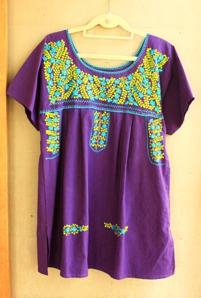 画像1: マンタ生地のメキシカンブラウス (1)