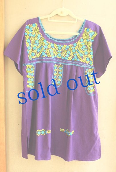 画像1: マンタ生地のメキシカンブラウス (1)